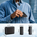 Micrófono inalámbrico para teléfono, con cancelación de ruido en vivo, Clip doble, grabación Lavalier, 2,4 Ghz, USB TIPO-C, 7 en 1