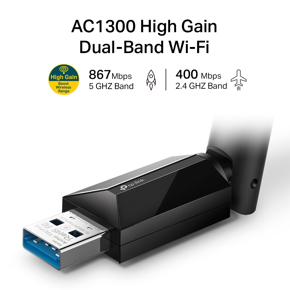 Adaptador USB Wireless TP-Link Archer T3U Plus Dual Band AC1300