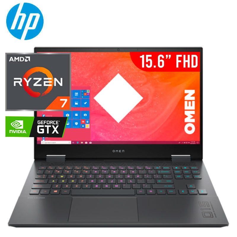 Laptop HP Omen 15-en0001la 15.6"FHD, Ryzen 7 4800H 2.9/4.3GHz, Ram 8GB, Disco SSD 512GB, GTX 1650Ti 4GB, Win10Hone.