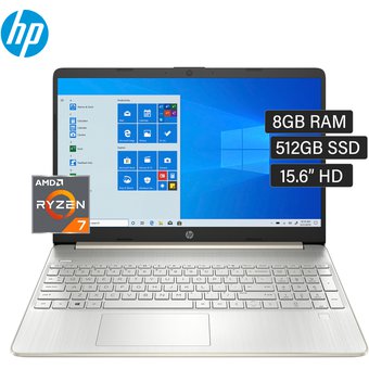 Laptop HP 15-ef1020la 15.6" HD, AMD Ryzen 7 4700U 2.1-4.0Ghz, Ram 8GB DDR4, Disco SSD 512GB, Win10Home.