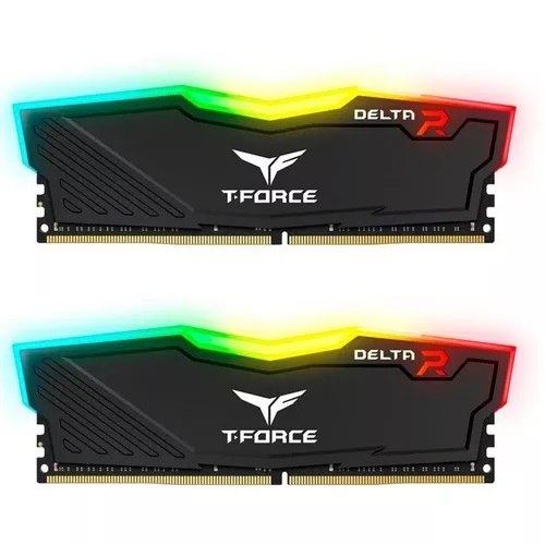 Memoria Ram TEAMGROUP T-FORCE DELTA RGB 16GB (2x8GB) DDR4-3600MHz, CL18, 1.35V, RGB, Negro.