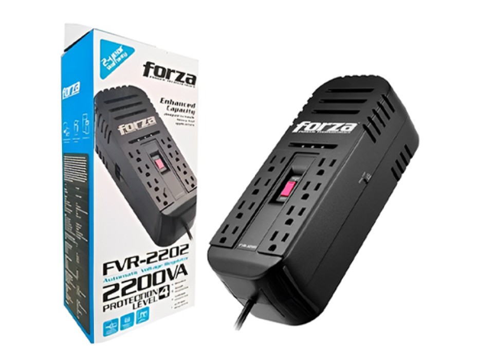 Estabilizador Forza FVR-2202 2200VA/1100W 220V, 8 tomas.