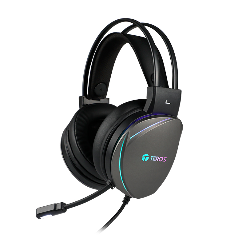 Audifono C/Microfono Gaming TEROS TE-8170N Sonido 7.1, USB, Negro, Led RGB.