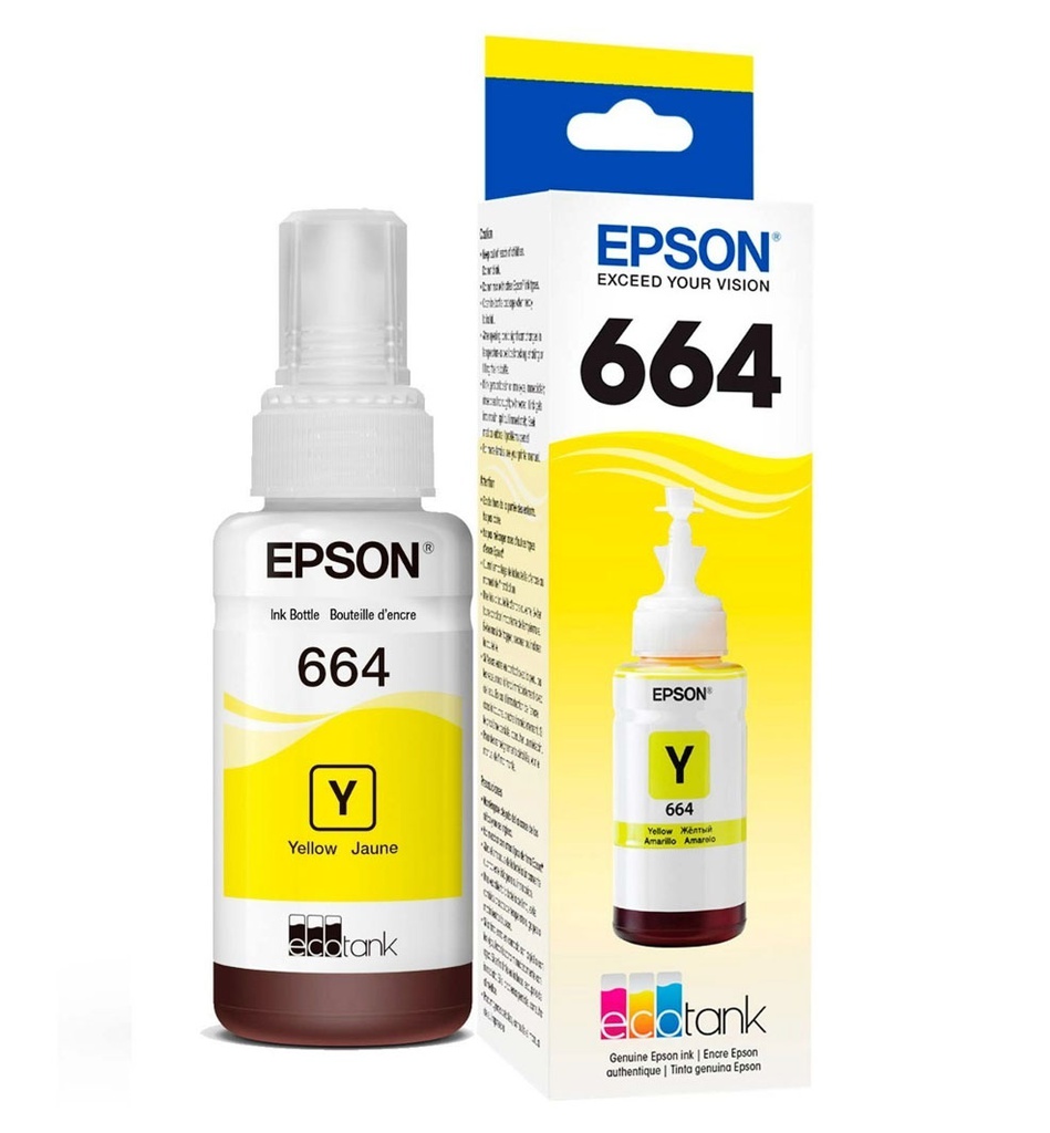 Tinta Epson Original (664) T664420-AL Amarillo 70ml Caja. 