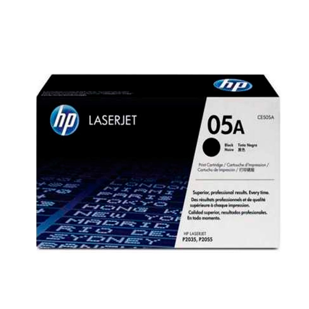 TONER : RENDIMIENTO: 2300 pg. NEGRO G. F: 12 MESES ON-SITE CAJA X 01 UNIDAD CERT. RENDIMIENTO: ISO/IEC 19752 SIST. MANEJO RAEE: COLECTIVO HP HP TONER CE505A CE505A_