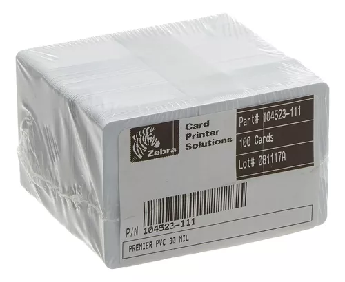 Tarjeta Fotocheck Zebra PVC Premier PVC x100 Unidades