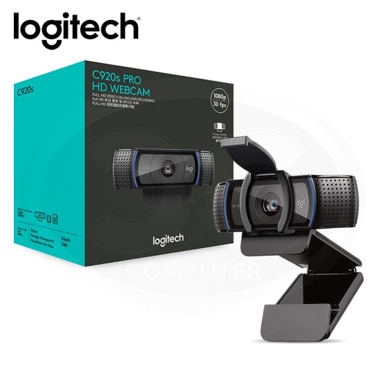 Camara web Logitech C920s Pro FHD 1080p, conexion USB, microfono integrado, tapa de privacidad, cable 1.8 m, Negro