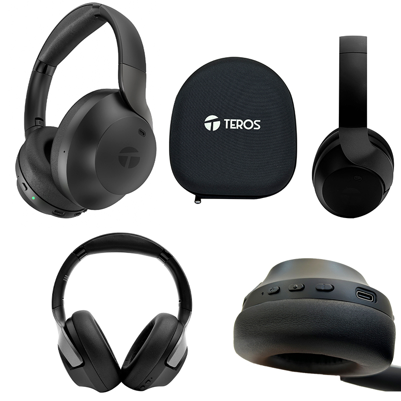 Audífono inalámbrico ANC TEROS TE-8033N (HEADSET), negro