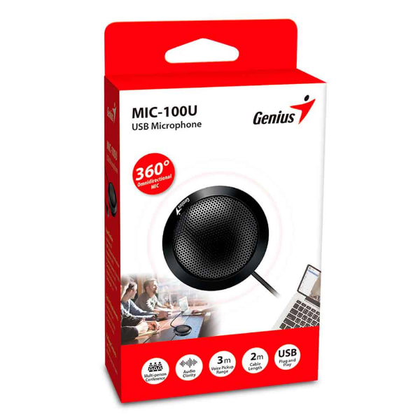 MICROFONO GENIUS MIC-100U P/VIDEO CONFERENCIA BLACK 