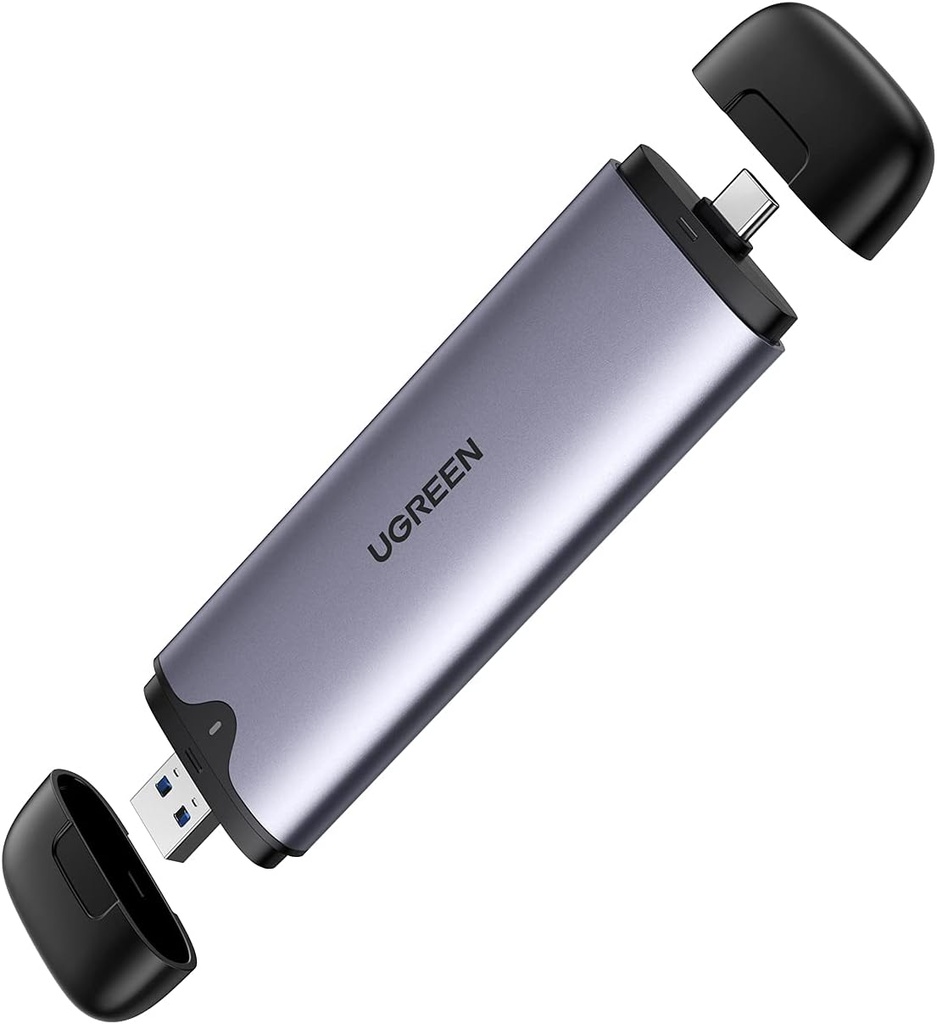 Case UGREEN SSD NVME M.2 con puertos USB-C y USB-A 2 en 1 (10Gbps), carcasa USB 3.1 Gen 2 M.2 SSD 