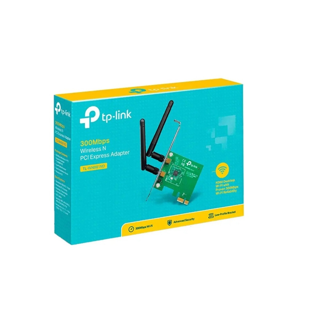 Tarjeta de Red o Adaptador Inalámbrico TP-LINK PCI EXPRESS TL-WN881ND 300MBPS