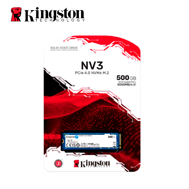 Disco Solido Kingston 500GB NV3 PCIe 4.0 NVMe M.2 SSD