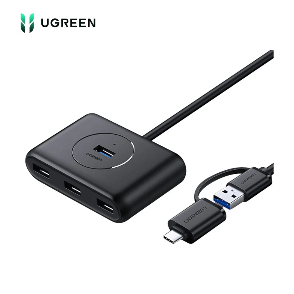 Adaptador Hub UGREEN 40850, OTG-USB-C-USB-A, USB 3.0 x4, CABLE 1M.