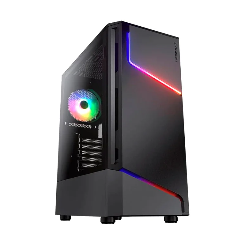 Case Cougar MX360 Rgb  Sin Fuente, Negro, Atx, 1 Panel Vidrio, X1 Fan, Led-rgb