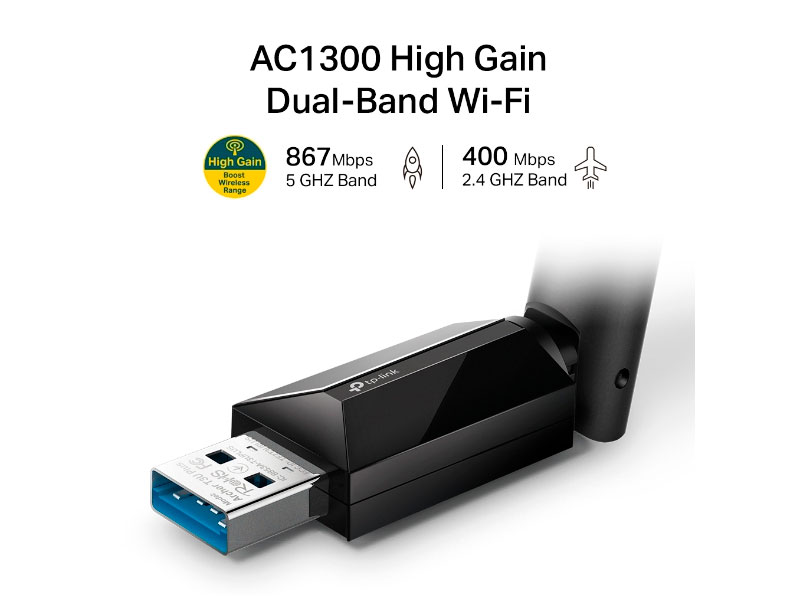 Adaptador USB Wireless TP-Link Archer T3U Plus Dual Band AC1300