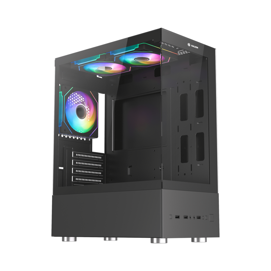 Case Gamer Halion BUFFALO CR41 c/fuente 500W, 2xUSB 2.0, 1xUSB 3.0, Audio HD, Negro.