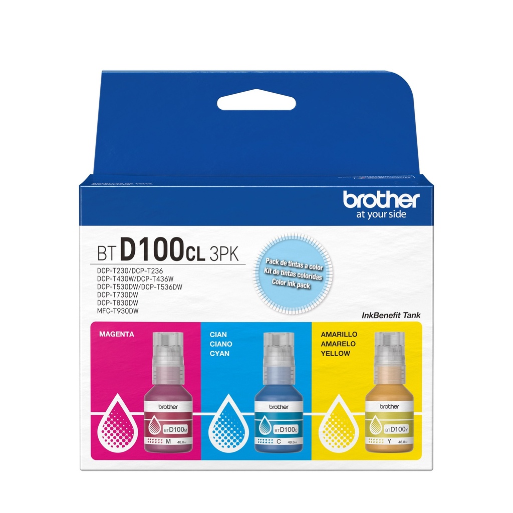Tintas Brother Original BTD100CL3PK Magenta Cyan Yellow 48.8ml