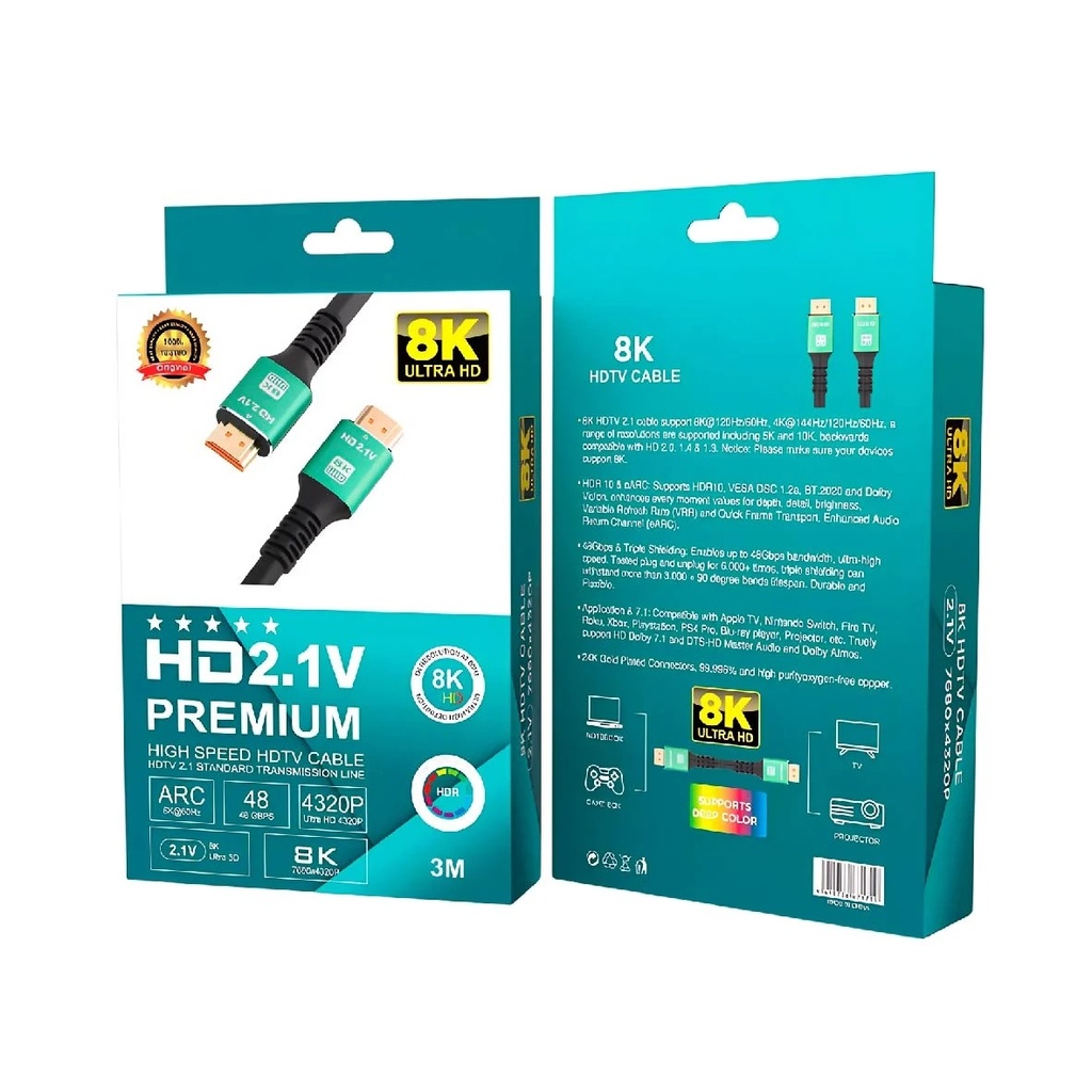 Cable HDMI V2.1 8K HDTV PREMIUM 3M, Caja.
