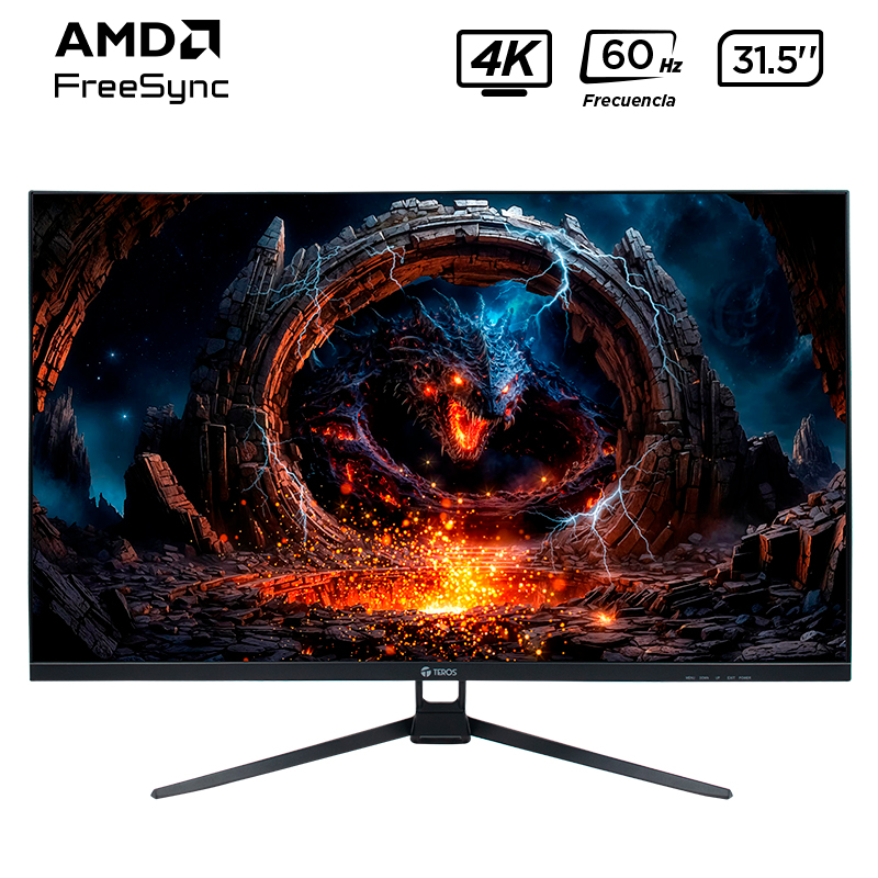 Monitor plano TEROS TE-3252S, 31.5" 4K UHD VA LED, 60 Hz, 1 ms, HDMI, DP, Audio