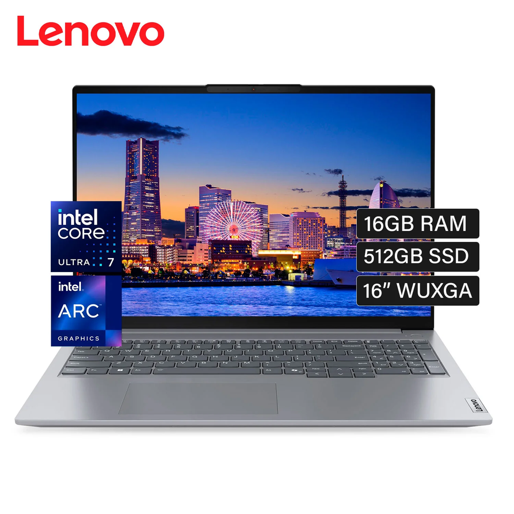 COMPUTADORA PERSONAL PORTATIL - LENOVO: PROCESADOR: INTEL CORE ULTRA 7 155H RAM: 16 GB DDR5 5600 2800 MHz ALMACENAMIENTO: 512 GB SSD PANTALLA: LCD CON RETROILUMINACION LED 16" 1920X1200 PIXELES LAN: SI WLAN: SI BLUETOOTH: SI VGA: NO HDMI: SI SIST. OPER: WINDOWS 11 PRO 64 BITS ESPAÑOL BATERIA: LI-PO 4 CELDAS PESO: 1.70 kg UNIDAD OPTICA: NO CAMARA WEB: SI SUITE OFIMATICA: NO G. F: 36 MESES ON-SITE UNIDAD LENOVO THINKBOOK 16 G7 IML T16G7U719161012 SIST. MANEJO RAEE: COLECTIVO