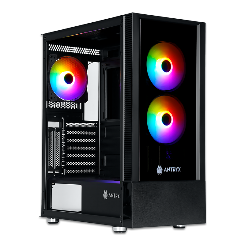 Case Antryx RX-240 + Fuente B500W FRGB FAN X4 Vidrio Templado Black 