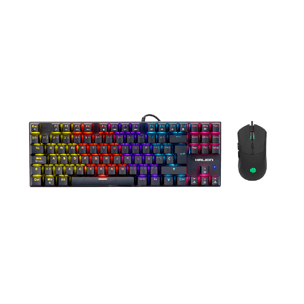 Kit Gamer 2 en 1 Teclado Mecanico Halion Mecano K203C Mouse RGBB 7200DPI