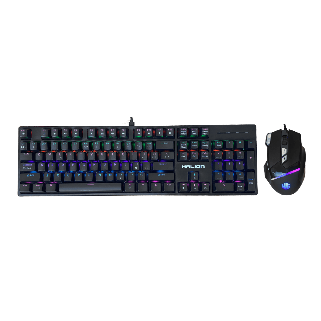 Kit Gamer 2 en 1 Teclado Mecanico Halion Pegaso HA-861C Mouse 7200DPI RGB