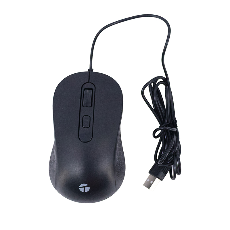 Mouse óptico TEROS TE-1229S, USB, 4 botones, negro