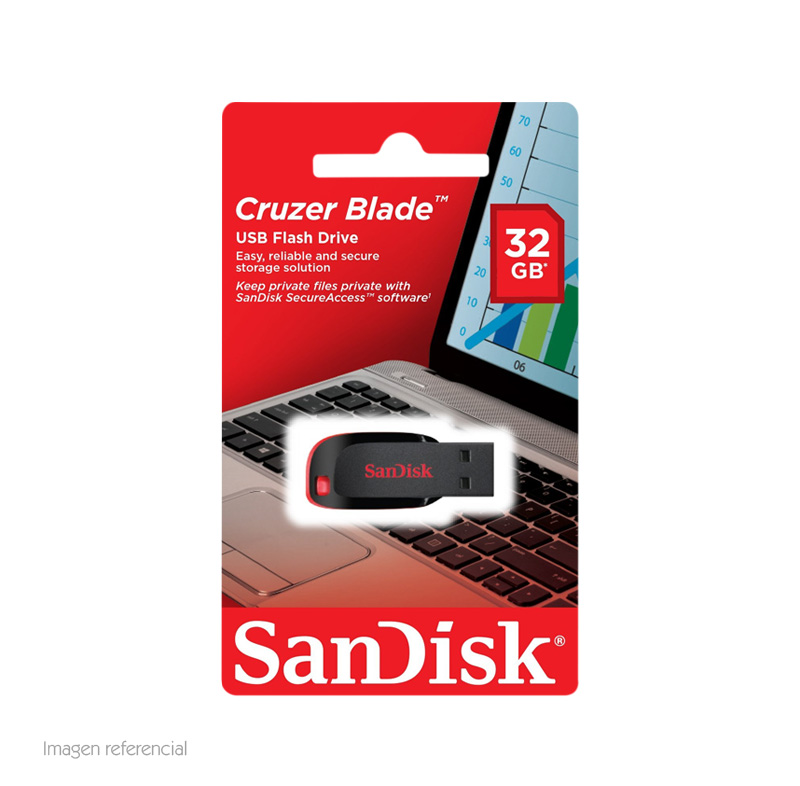 Memoria USB SanDisk Cruzer Blade, 64GB, USB 2.0, SDCZ50-064G-B35. 