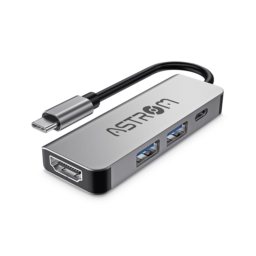 Hub USB Astrom MH2355-RJ45 5 en1, 1PORT*3.0 1PORT*2.0 1HDMI, 1PORT, TIPO-C, 1RJ45 AS