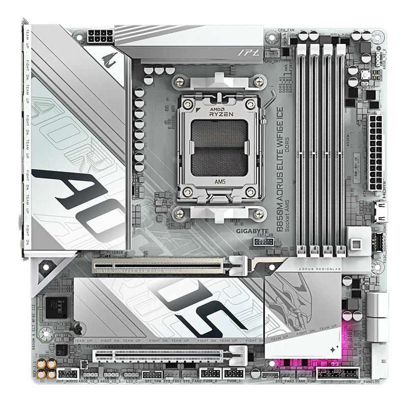 Placa Base GIGABYTE B850M AORUS ELITE WIFI6E ICE, Chipset AMD B850, Socket AMD AM5, ATX