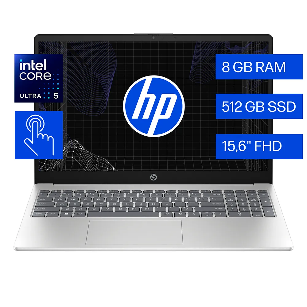 Laptop HP 15-FD2351LA 15.6" Tactil, Intel Core Ultra 5 225U, Ram 8GB DDR5, Disco 512GB SSD, Win11Home.