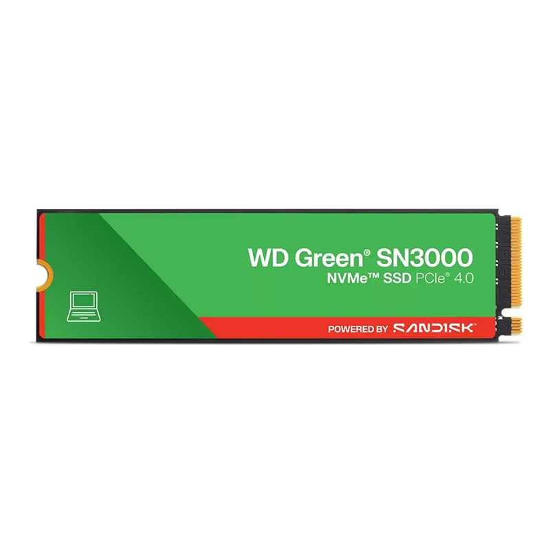 Disco solido WD Green SN3000 NVMe 1TB M.2 2280, PCIe Gen 4.0 x4, NVMe