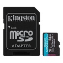 Memoria Flash microSD Kingston Canvas Go! Plus, 64GB, con adaptador SD.