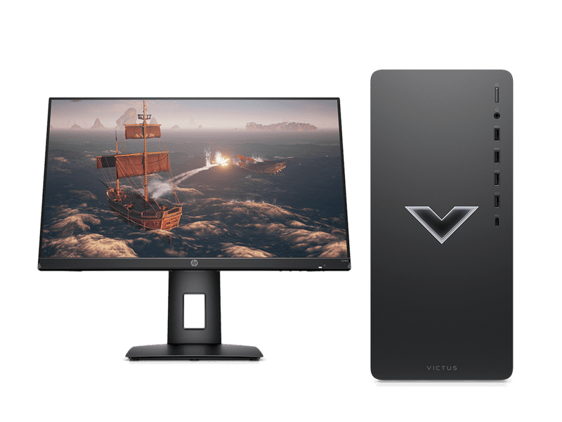 Computadora de Escritorio: HP Victus 15L TG02-0013lam, AMD Ryzen 5 5600G 4.4GHz, Ram 8GB, SSD 256GB,Tarjeta Video AMD Radeon RX6400 4GB, Wifi, Bluetooth, Teclado y Mouse, Win11H, Monitor HP 24".