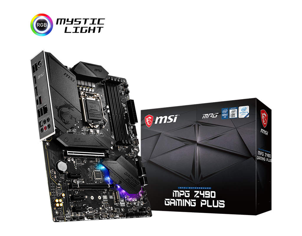 Motherboard MSI MPG Z490 GAMING PLUS, Intel Z490, LGA1200, DDR4, HDMI, DP, HD Audio.