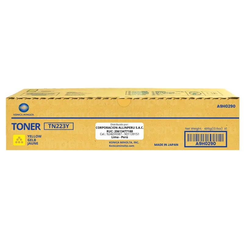 Toner Konica Minolta TN-223Y, Amarillo Bizhub C-266 A9H0290.