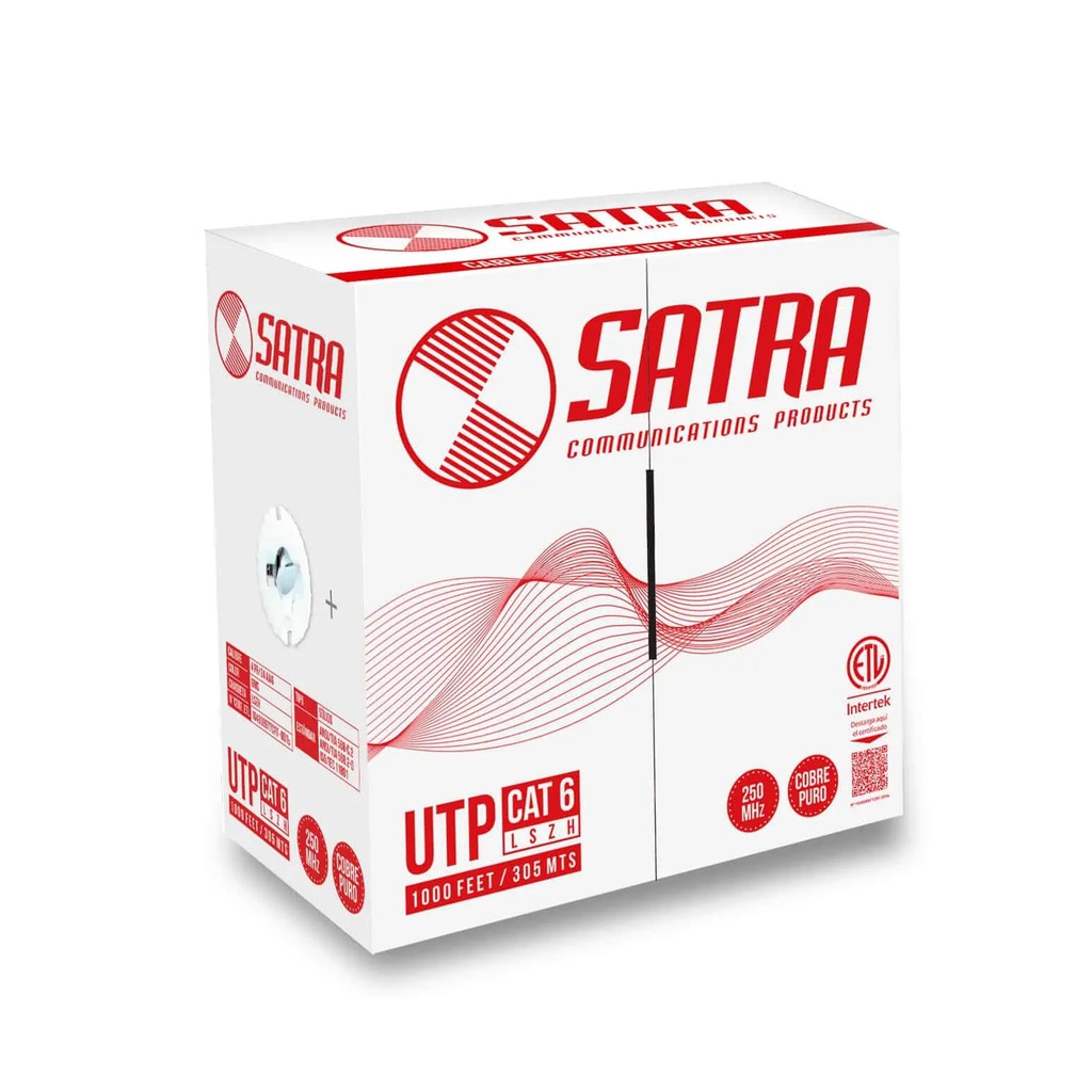 Cable de Red Satra Cat6 UTP-LSZH-1 24AWG 305M Caja.