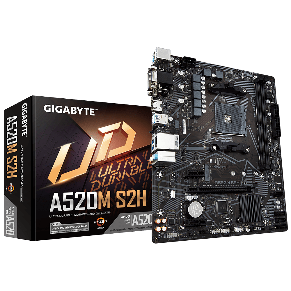 Placa Base Gigabyte A520M S2H (rev 1.x) AM4, DDR4, LAN, VGA, DVI-D, HDMI.