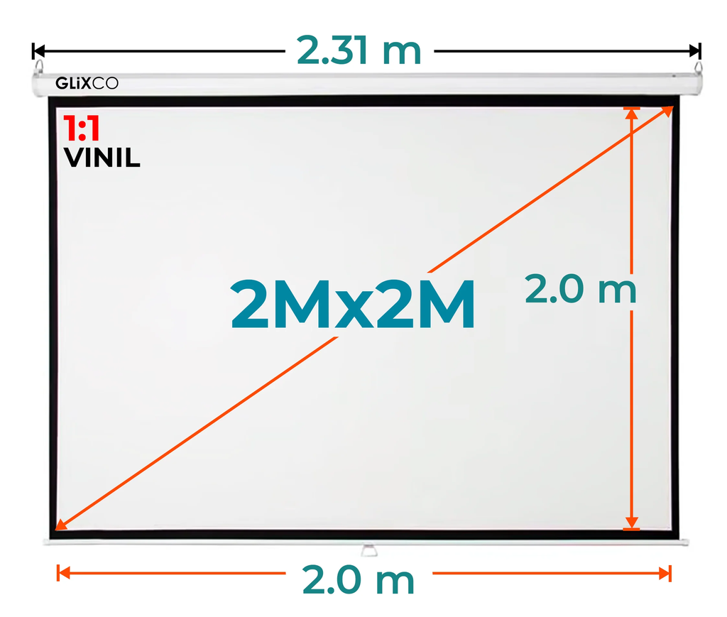 Ecran Manual 2mx2m Pulg (1:1) 2x2 m / Vinil GLIXCO