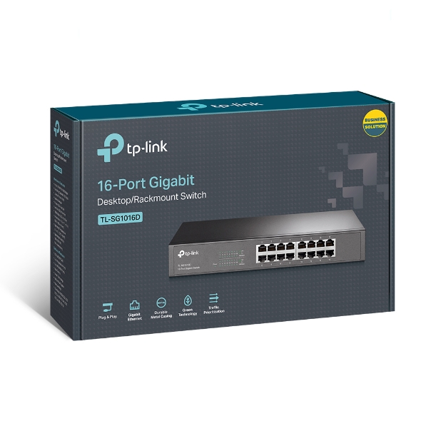 Switch Gigabit Ethernet Tp-Link, TL-SG1016D, 16 Rj-45 GBE (10/100/1000 Mbps).
