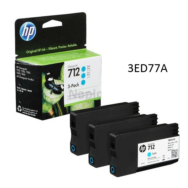 Tinta HP 3ED77A (712A), (3 PACK) 29ML Cyan