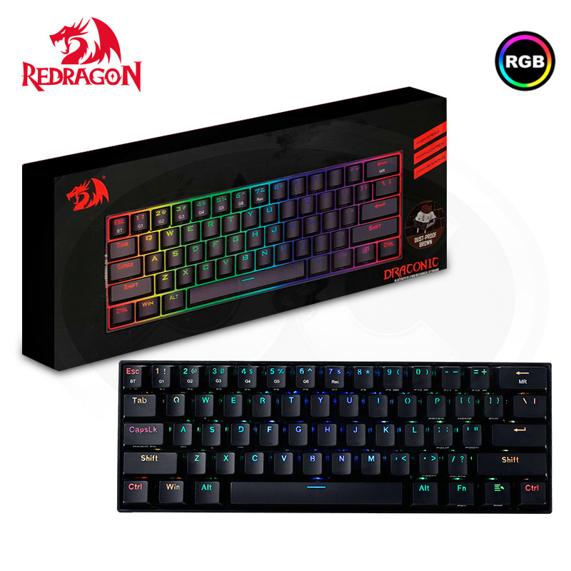 Teclado Mecanico Redragon Draconic K530RGB, Switches Cafe, Negro.