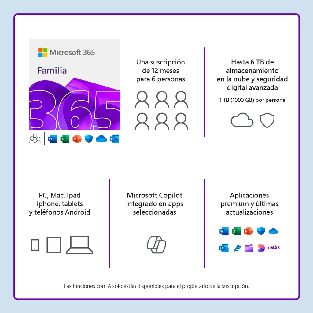 Microsoft Office 365 Family - Licencia de suscripción (1 año) - hasta 6 personas - ESD - 32/64-bit - Win, Mac, Android, iOS - All Languages