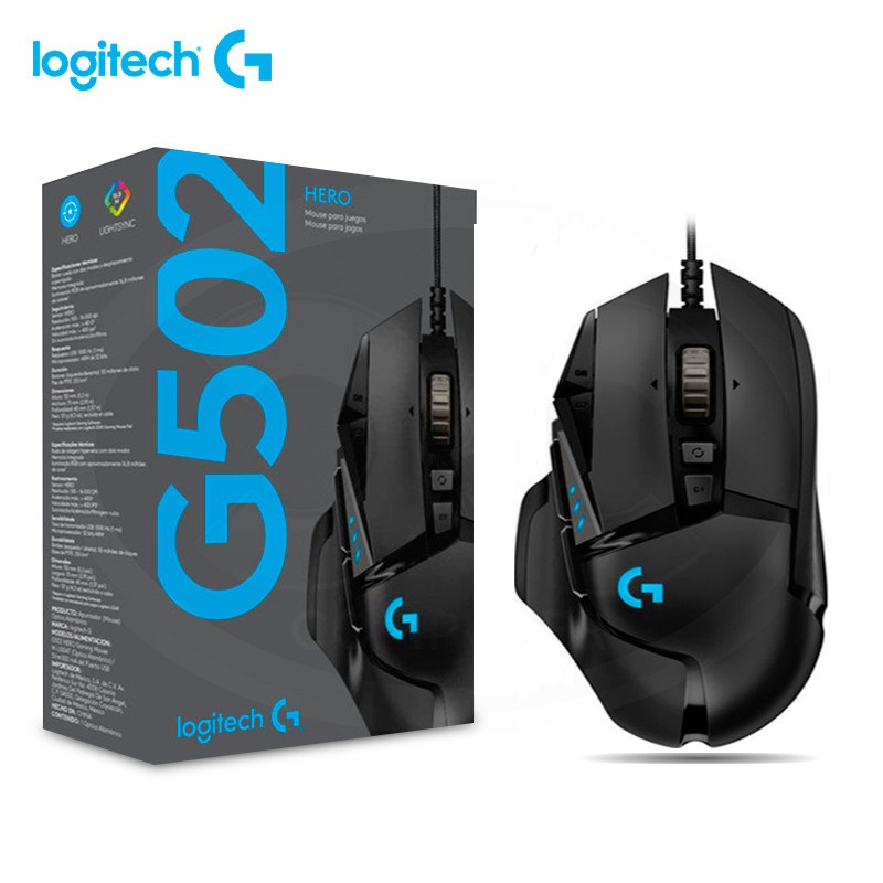 Mouse Gamer Logitech G502 HERO, 16000dpi, Negro.