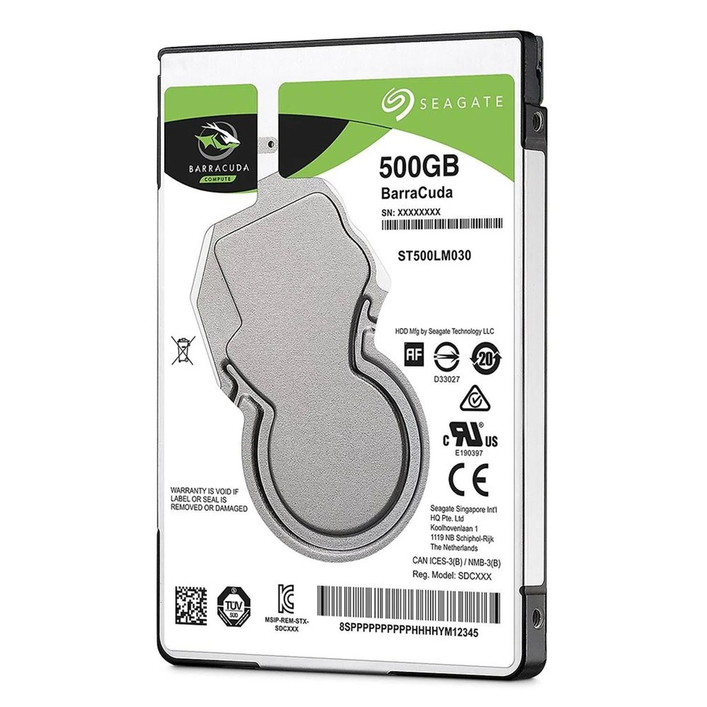 Disco Duro Seagate BarraCuda, 500GB, SATA 6.0 Gb/s, 5400 RPM, 2.5", ST500LM030.