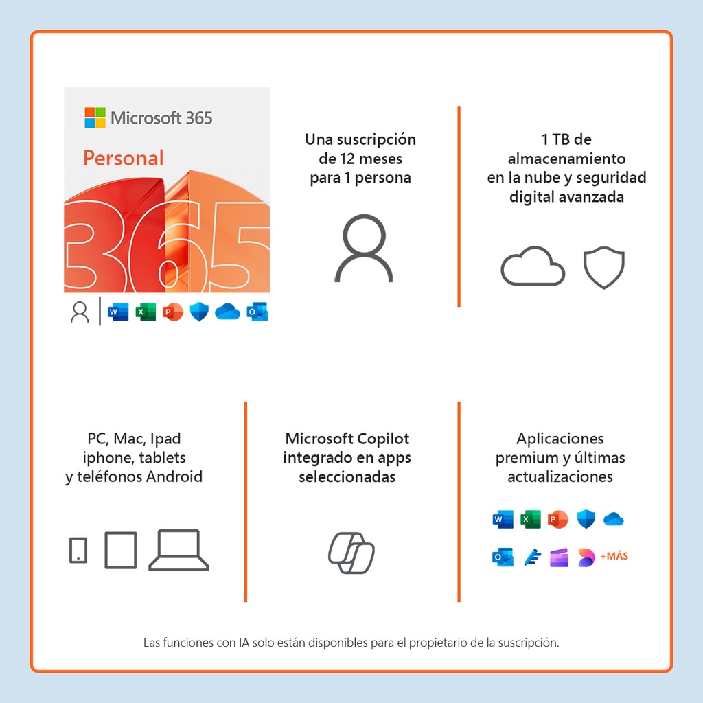 Microsoft Office 365 Personal - Licencia de suscripción (1 año) - 1 persona -  ESD - Win, Mac, Android, iOS