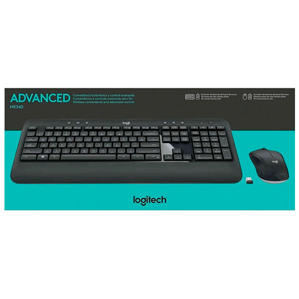 Kit Teclado y Mouse Inalambrico Logitech MK540, Negro.