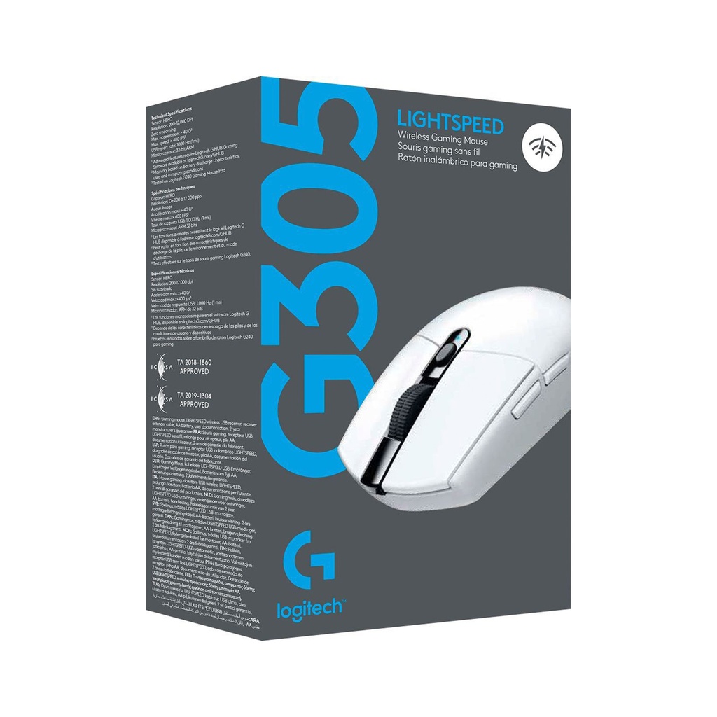 Mouse Gamer Logitech G305 LIGTHSPEED, Inalambrico, Blanco.