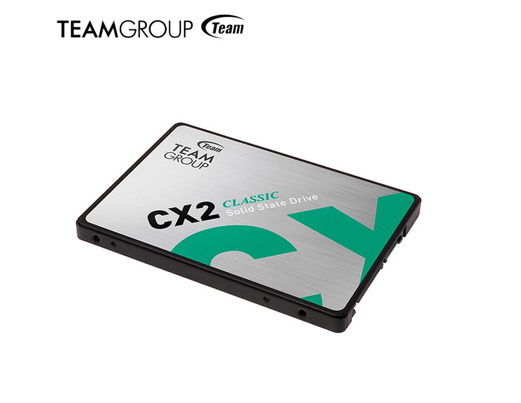 Disco Solido TeamGroup CX2, 512GB, SATA 6.0 Gb/s, 2.5", ECC, DC +5V.